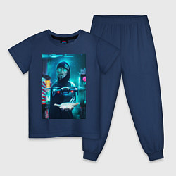 Пижама хлопковая детская Анонимус и дрон, цвет: тёмно-синий