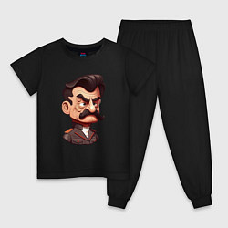 Пижама хлопковая детская Сталин мультяшный, цвет: черный