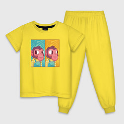 Пижама хлопковая детская Обезьянка малыш, цвет: желтый