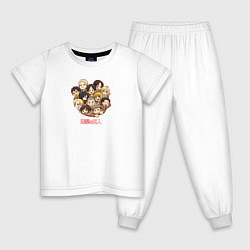 Пижама хлопковая детская Чиби: Атака титанов, цвет: белый