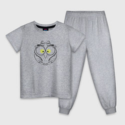 Пижама хлопковая детская Круглая сова, цвет: меланж