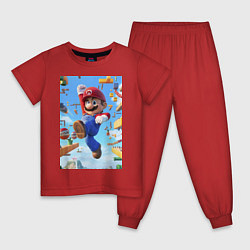 Пижама хлопковая детская Веселый марио, цвет: красный