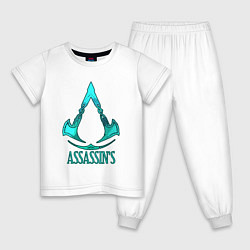 Пижама хлопковая детская Assassins Creed art, цвет: белый
