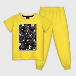 Пижама хлопковая детская Dragon poster, цвет: желтый