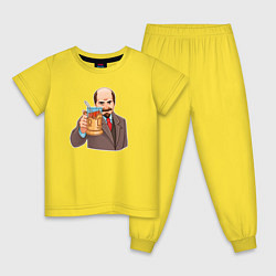 Пижама хлопковая детская Ленин пьёт чай, цвет: желтый