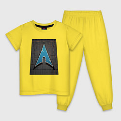 Пижама хлопковая детская Arch Linux cubed, цвет: желтый