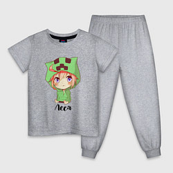 Пижама хлопковая детская Леся - Майнкрафт, цвет: меланж