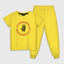 Пижама хлопковая детская Символ Death Stranding и красная краска вокруг, цвет: желтый