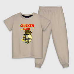 Пижама хлопковая детская Chicken Gun - игра, цвет: миндальный