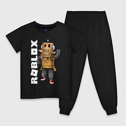 Пижама хлопковая детская Робот из Роблокс, цвет: черный