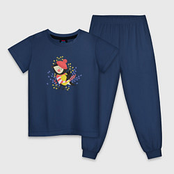 Пижама хлопковая детская Синичка, цвет: тёмно-синий