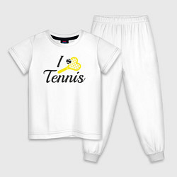 Пижама хлопковая детская Love tennis, цвет: белый