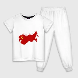 Пижама хлопковая детская Страна ссср флаг, цвет: белый