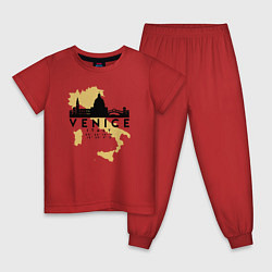 Пижама хлопковая детская Итальянская Венеция, цвет: красный