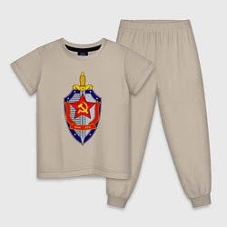 Пижама хлопковая детская ВЧК КГБ, цвет: миндальный