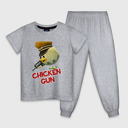 Пижама хлопковая детская Chicken Gun logo, цвет: меланж