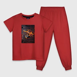 Пижама хлопковая детская Раскалённые плиты, цвет: красный