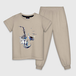 Пижама хлопковая детская Саксофон дым тень, цвет: миндальный