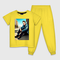 Пижама хлопковая детская Элон Маск, цвет: желтый