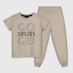 Пижама хлопковая детская Go spurs go, цвет: миндальный