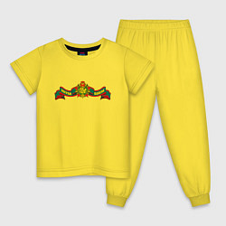 Пижама хлопковая детская Медаль пограничника, цвет: желтый