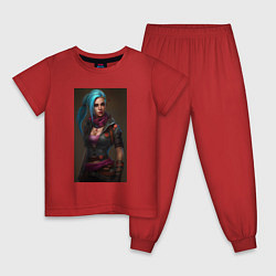 Пижама хлопковая детская Jinx fantasy Arcane League of Legends, цвет: красный