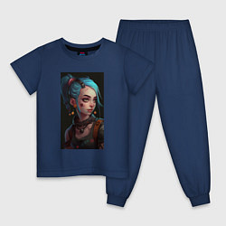 Пижама хлопковая детская Jinx art Arcane League of Legends, цвет: тёмно-синий