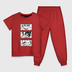 Пижама хлопковая детская Зеницу Танджиро и Иноске, цвет: красный