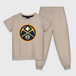 Пижама хлопковая детская Denver Nuggets logo, цвет: миндальный