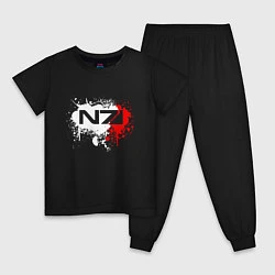 Пижама хлопковая детская Mass Effect N7 - shooter - logo, цвет: черный
