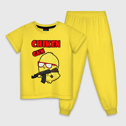 Пижама хлопковая детская Chicken machine gun, цвет: желтый