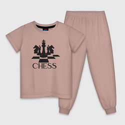 Пижама хлопковая детская Chess play, цвет: пыльно-розовый