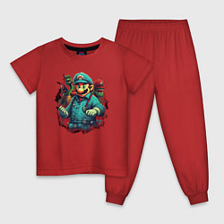 Пижама хлопковая детская Доктор Марио, цвет: красный