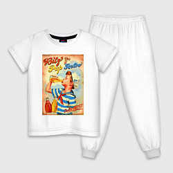 Пижама хлопковая детская Пацан рекламирует лимонад - ретро, цвет: белый