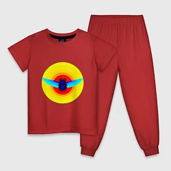 Пижама хлопковая детская Летящий скарабей, цвет: красный