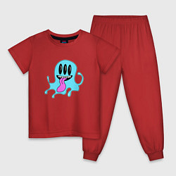 Пижама хлопковая детская Прикольный монстр, цвет: красный
