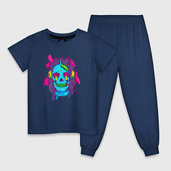 Пижама хлопковая детская Blue skull, цвет: тёмно-синий