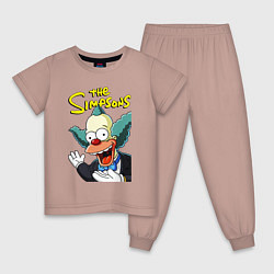 Пижама хлопковая детская Krusty the clown, цвет: пыльно-розовый