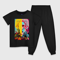 Пижама хлопковая детская Andy Warhol - self-portrait - neural network, цвет: черный