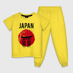 Пижама хлопковая детская Japan red sun, цвет: желтый