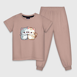 Пижама хлопковая детская Cute cats, цвет: пыльно-розовый