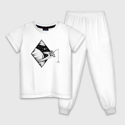 Пижама хлопковая детская Space fisher, цвет: белый