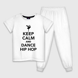 Пижама хлопковая детская Keep calm and dance hip hop, цвет: белый