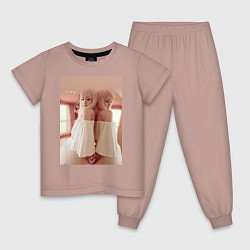 Пижама хлопковая детская Lisa из Blackpink, цвет: пыльно-розовый