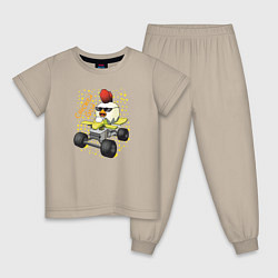 Пижама хлопковая детская Chicken Gun: цыпленок на квадроцикле, цвет: миндальный