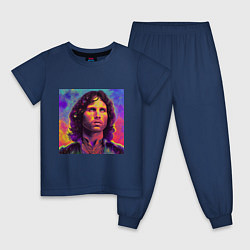 Пижама хлопковая детская Jim Morrison Strange colors Art, цвет: тёмно-синий
