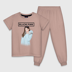 Пижама хлопковая детская Jisoo Blackpink winter, цвет: пыльно-розовый