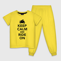 Пижама хлопковая детская Keep calm and ride on, цвет: желтый