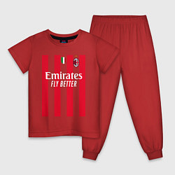 Пижама хлопковая детская ФК Милан форма 2223 домашняя, цвет: красный