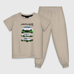 Пижама хлопковая детская Jaguar постер обложка журнала, цвет: миндальный